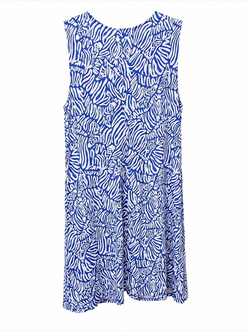 Lilly Pulitzer Blue White Zebra Print Faux Wrap Side Tie Dress XL - Picture 3 of 10